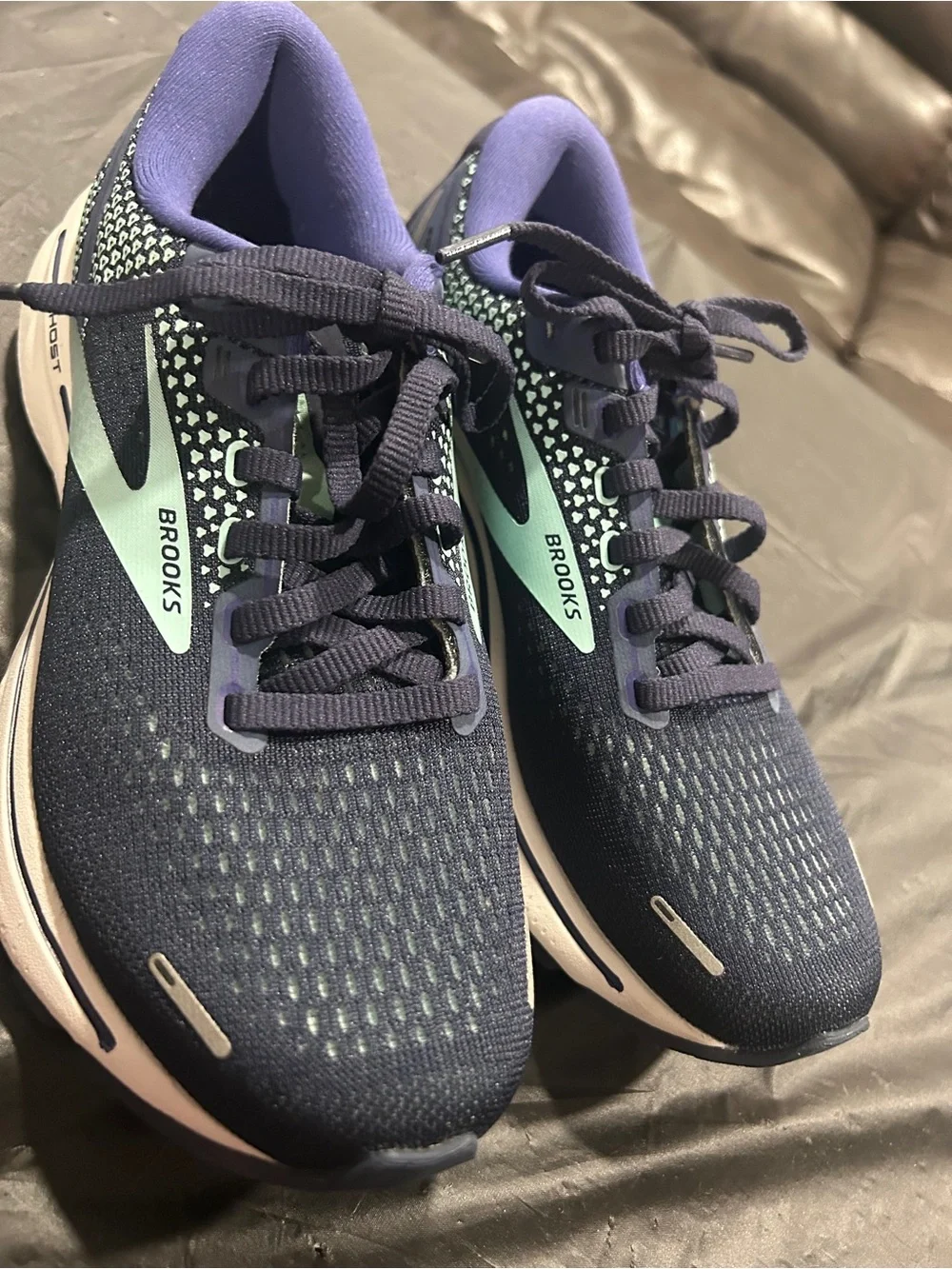 Brooks Ghost Women's Running Shoes - Navy with Mint Trim